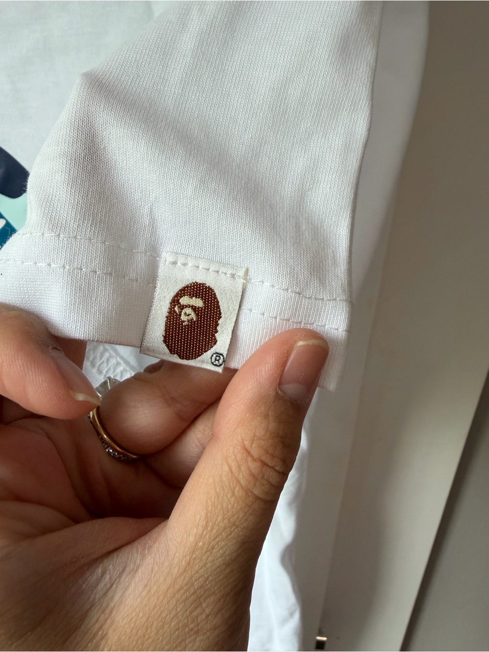 Blue Camo Monkey White Tee - Picture 4 of 5